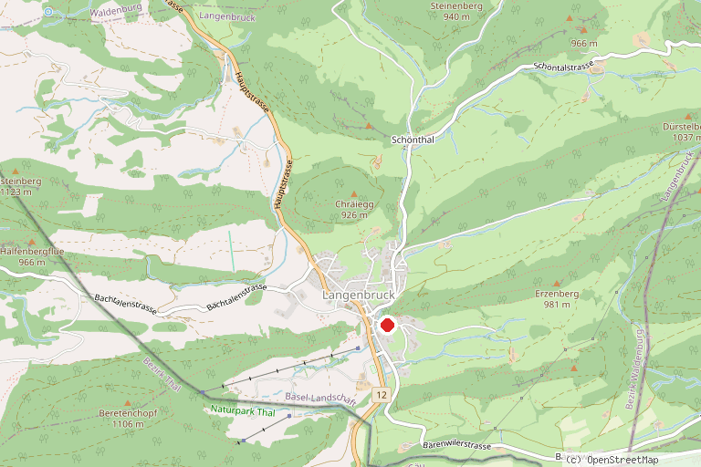 Karte mit der Lage von Kneipp-Erlebnispfad Langenbruck