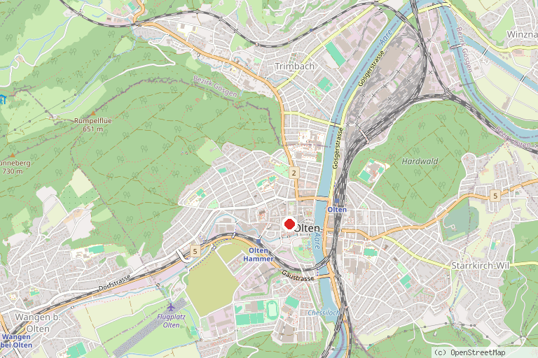 Karte mit der Lage von Kunstmuseum Olten