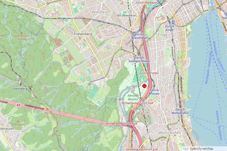 Karte mit der Lage von Knabenschiessen Zürich