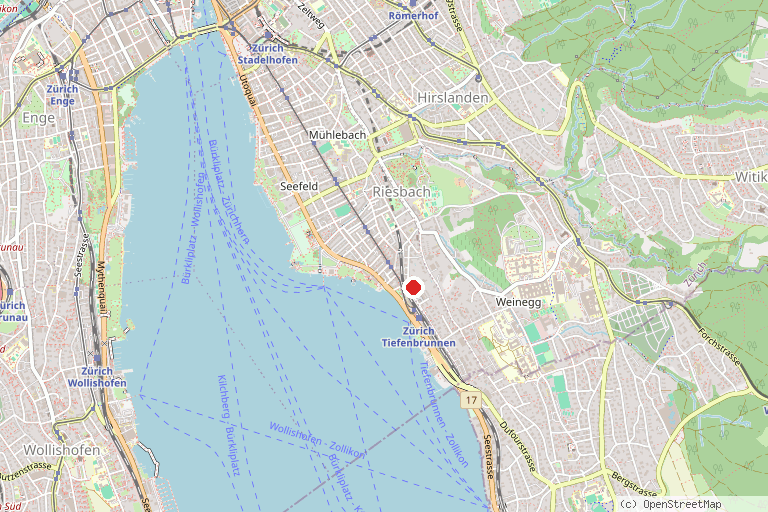 Karte mit der Lage von Kunsthalle Zürich