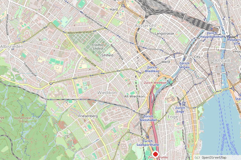 Karte mit der Lage von Bike-Park Allmend Zürich