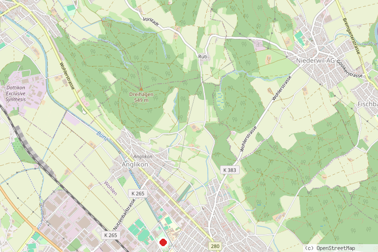 Karte mit der Lage von Schüwo Park Wohlen