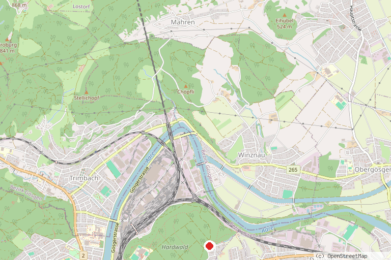 Karte mit der Lage von Café Hallenminigolf Olten