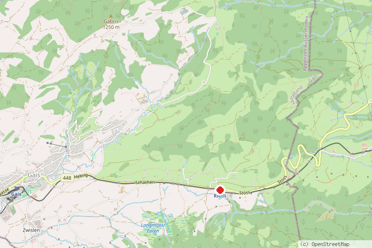 Karte mit der Lage von Langlaufzentrum Gais