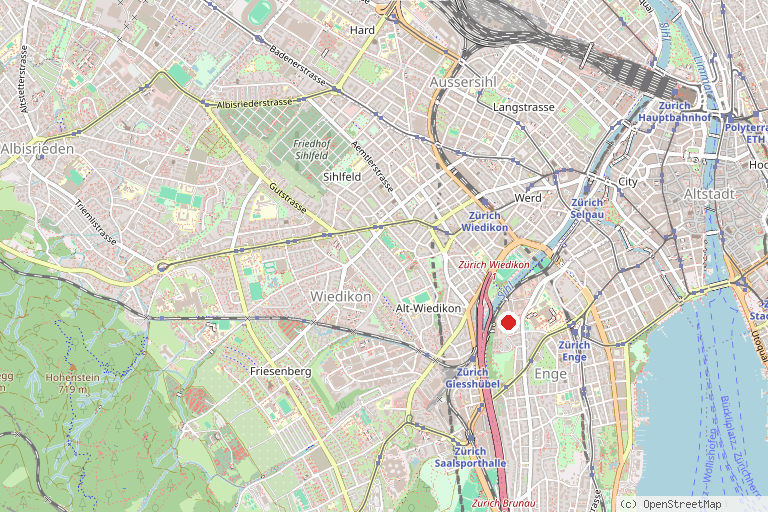 Karte mit der Lage von Thermalbad & Spa Zürich