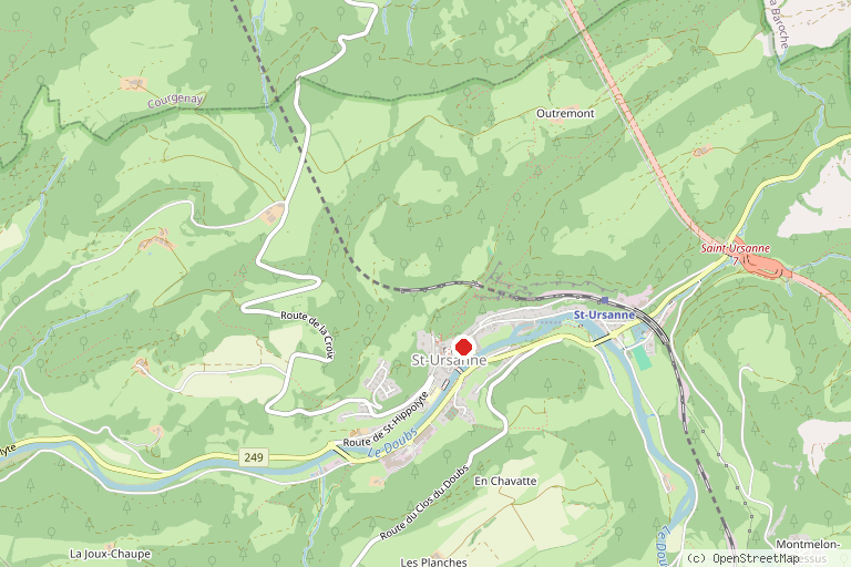 Karte mit der Lage von Saint-Ursanne