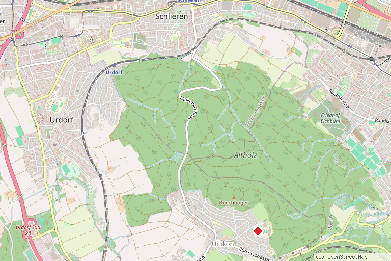 Karte mit der Lage von Sternwarte Uitikon