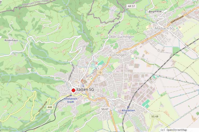 Karte mit der Lage von Diogenes Theater Altstätten