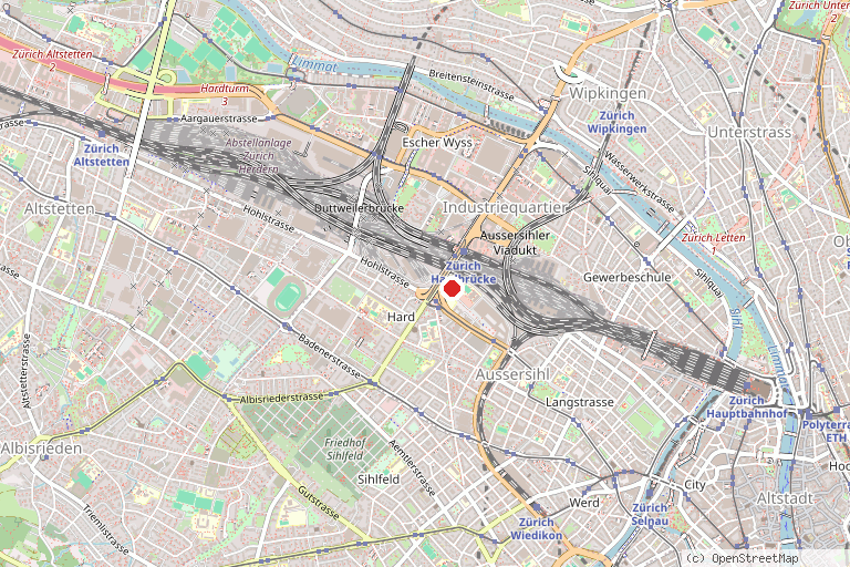 Karte mit der Lage von Zirkusquartier Zürich