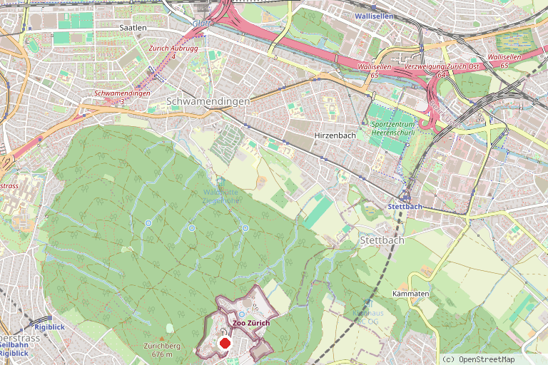 Karte mit der Lage von Zoo Zürich