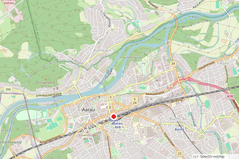 Karte mit der Lage von Bachfischet Aarau