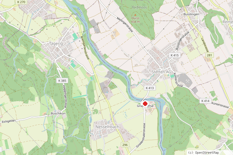 Karte mit der Lage von Kloster Gnadenthal im Reusspark