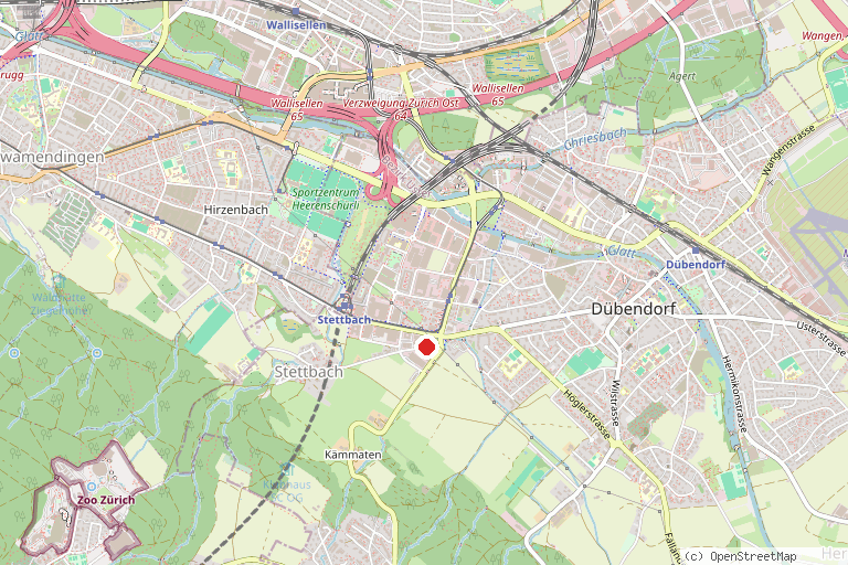 Karte mit der Lage von Kiddy Park Dübendorf