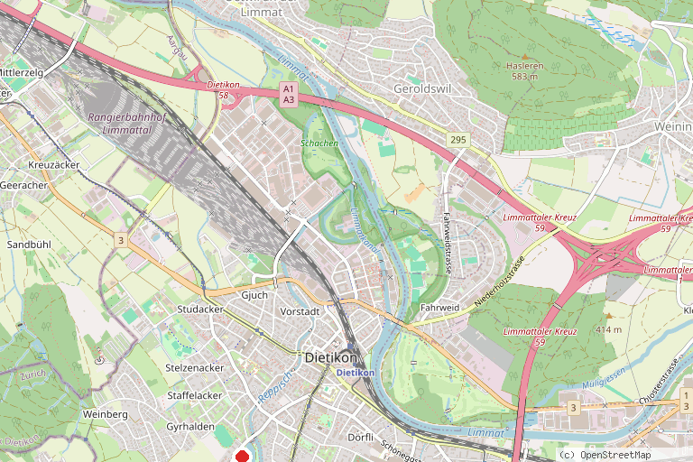 Karte mit der Lage von Minigolf Mühlematt Dietikon