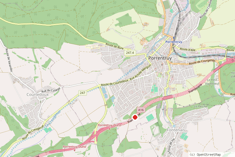 Karte mit der Lage von Jura Bike Park Porrentruy