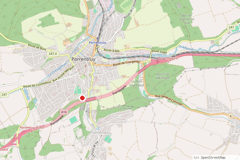 Karte mit der Lage von Parcours Vita Porrentruy