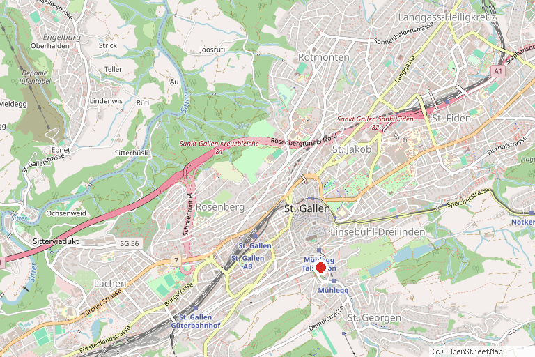Karte mit der Lage von Mülenenschlucht