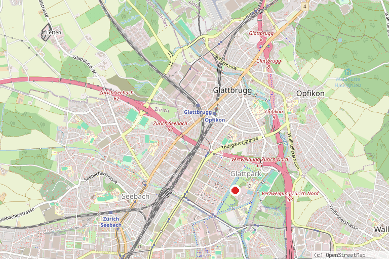 Karte mit der Lage von Opfikerpark