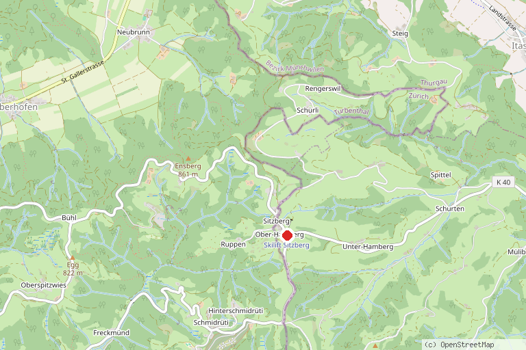 Karte mit der Lage von Skilift Sitzberg