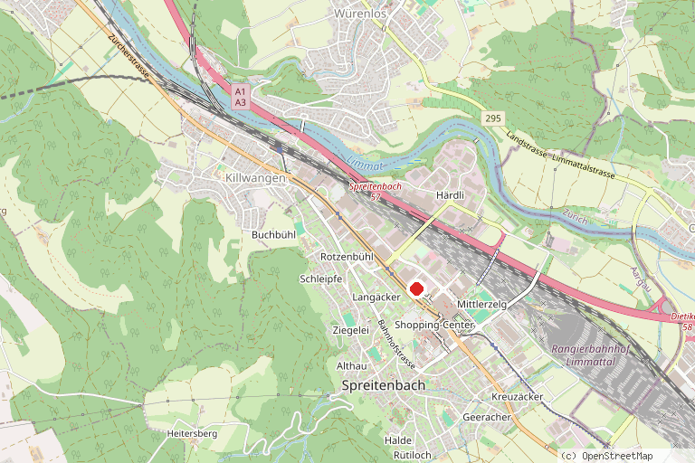 Karte mit der Lage von Umwelt Arena Schweiz