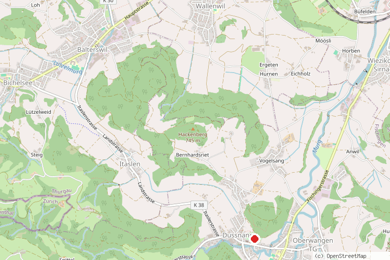 Karte mit der Lage von Kneipp-Park Rehaklinik Dussnang
