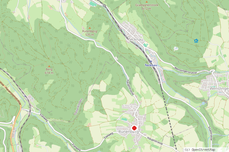 Karte mit der Lage von Honigweg Rünenberg