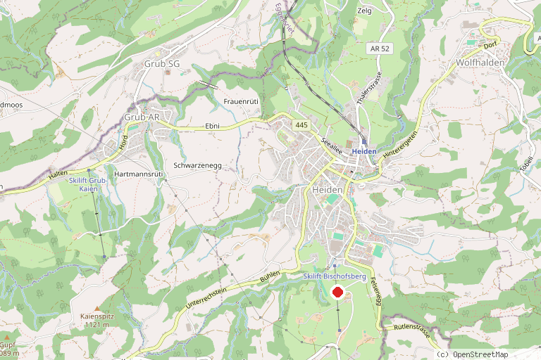 Karte mit der Lage von Skilift Heiden Bischofsberg
