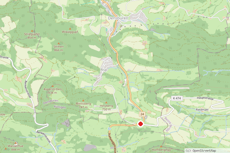 Karte mit der Lage von Jura-Höhenweg – Passhöhe Staffelegg
