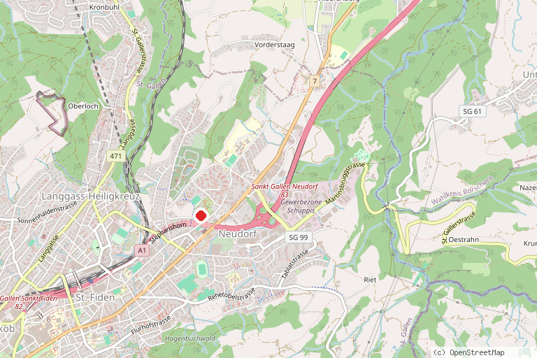 Karte mit der Lage von Planetenweg St. Gallen