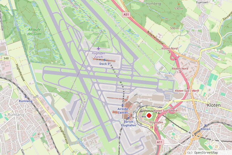 Karte mit der Lage von The Park Butzenbüel mit Himmelsplattform