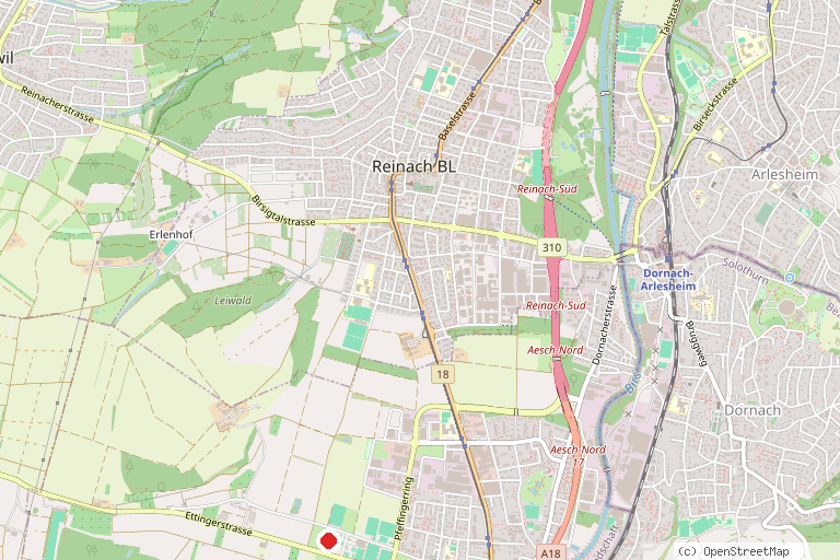 Karte mit der Lage von Trailcenter Aesch