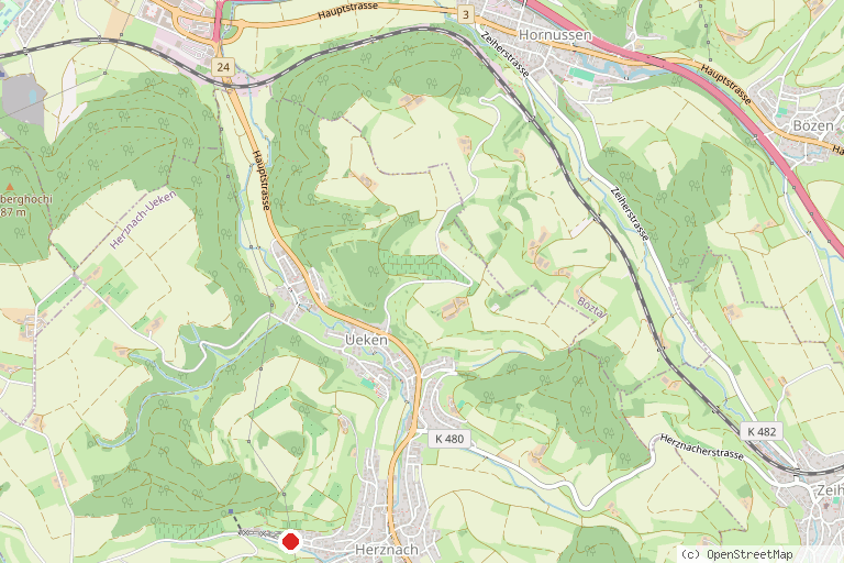 Karte mit der Lage von Eisenbergwerk Herznach