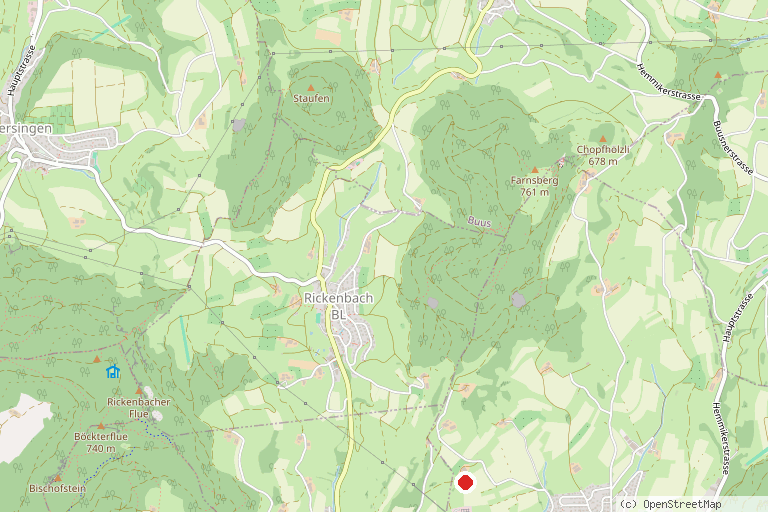 Karte mit der Lage von Ruine Farnsburg