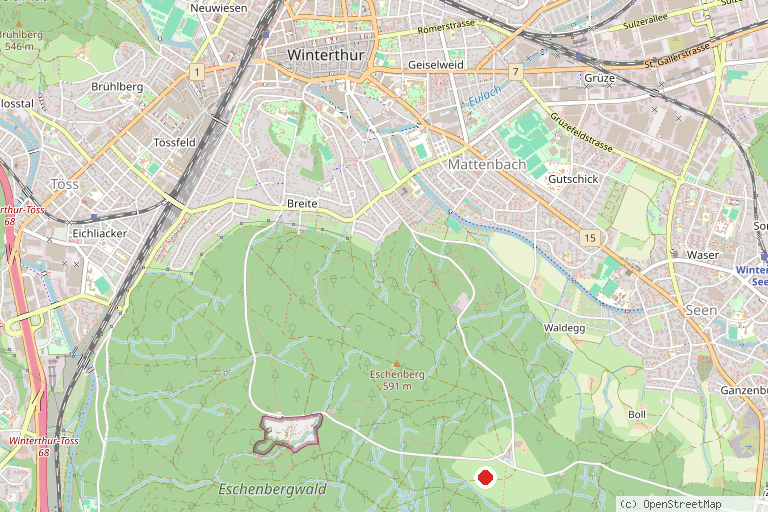 Karte mit der Lage von Sternwarte Eschenberg