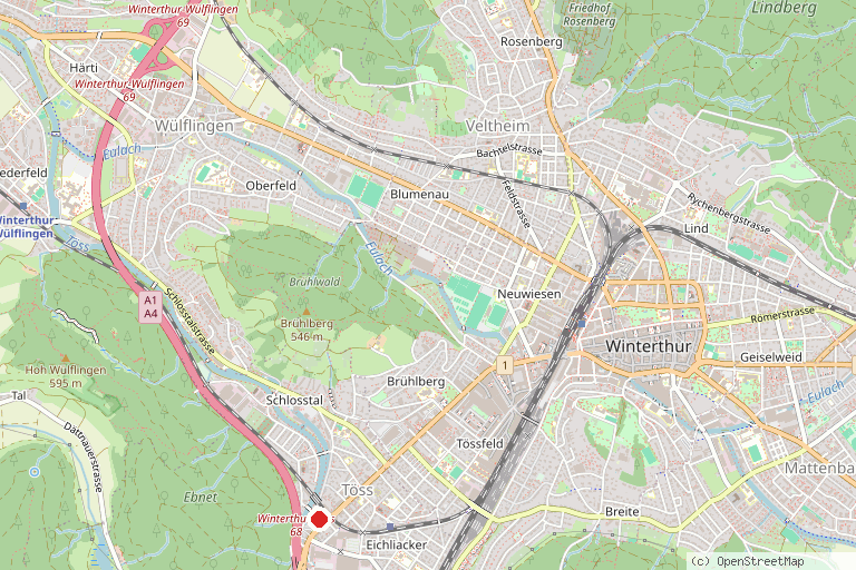 Karte mit der Lage von Escape Room 24 Winterthur