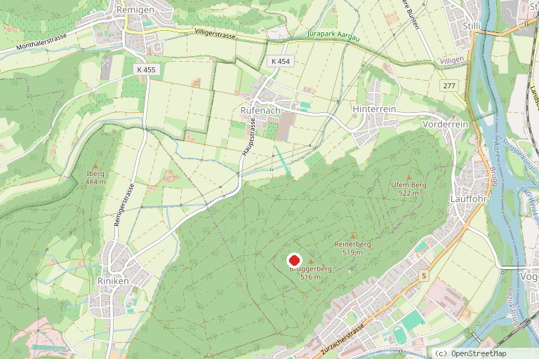 Karte mit der Lage von Bruggerberg