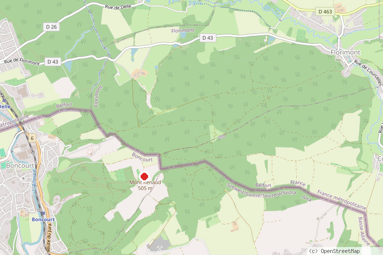 Karte mit der Lage von Aussichtsturm Mont Renaud