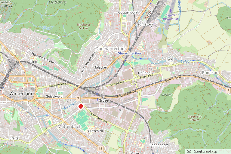 Karte mit der Lage von FantasyGolf Winterthur