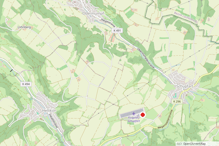 Karte mit der Lage von Flugplatz Fricktal-Schupfart