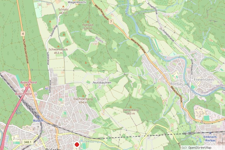 Karte mit der Lage von Planetenweg Bülach