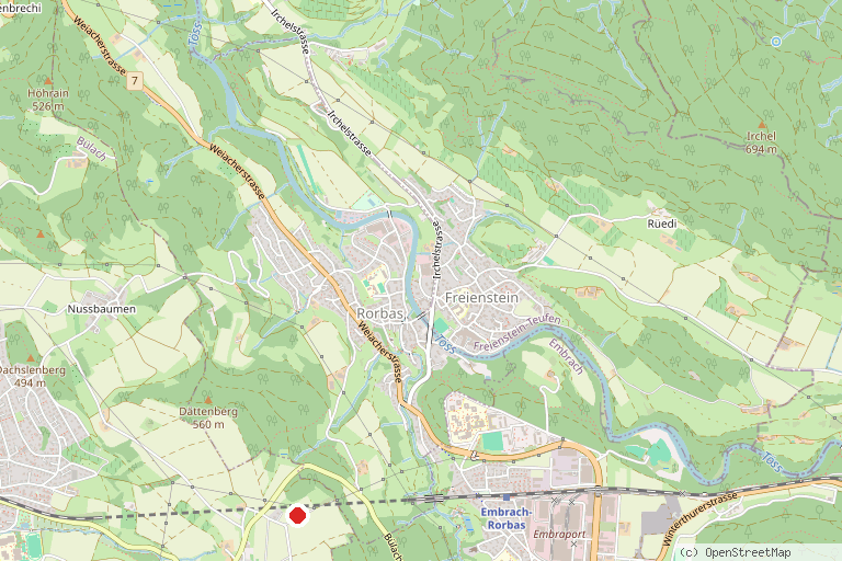 Karte mit der Lage von Schul- und Volkssternwarte Bülach