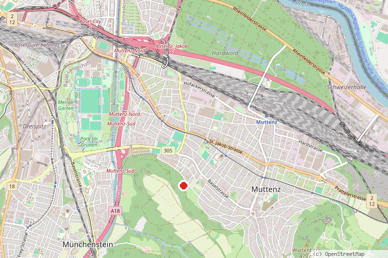 Karte mit der Lage von Zurich vitaparcours Muttenz