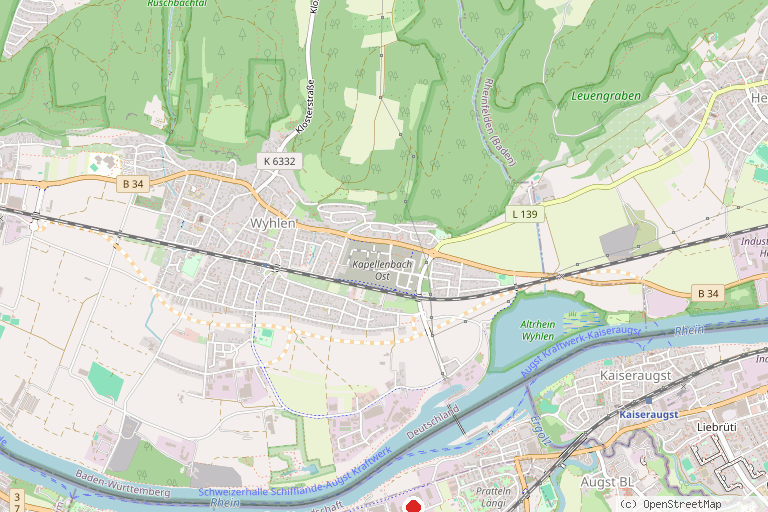 Karte mit der Lage von Sprisse Freizeitcenter Pratteln