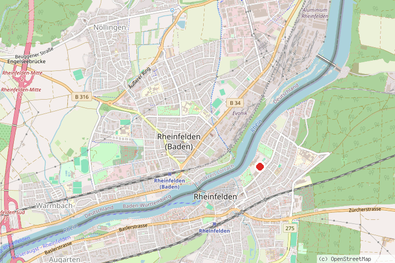 Karte mit der Lage von sole uno Rheinfelden