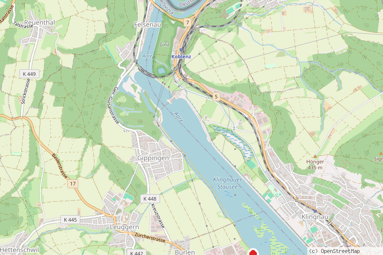 Karte mit der Lage von BirdLife-Naturzentrum Klingnauer Stausee
