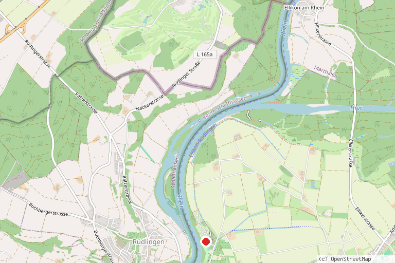 Karte mit der Lage von Naturzentrum Thurauen