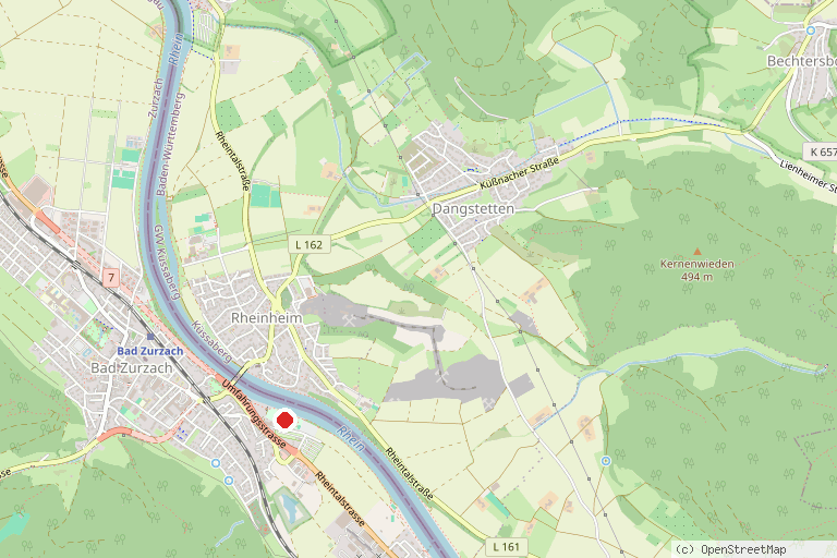 Karte mit der Lage von Regibad Zurzach