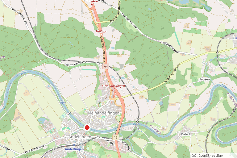 Karte mit der Lage von Holzbrücke Andelfingen