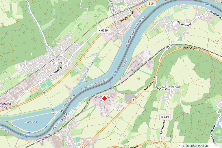 Karte mit der Lage von Infozentrum Kernkraftwerk Leibstadt