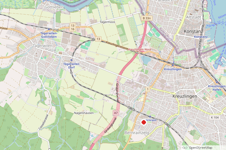 Karte mit der Lage von Planetarium und Sternwarte Kreuzlingen